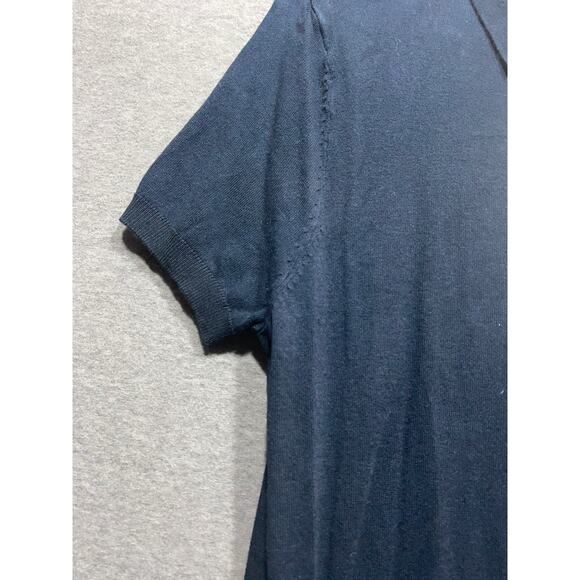 Zara Womens Ribbed Short Sleeves Polo Navy Blue Size M NWT $46 - Picture 7 of 12